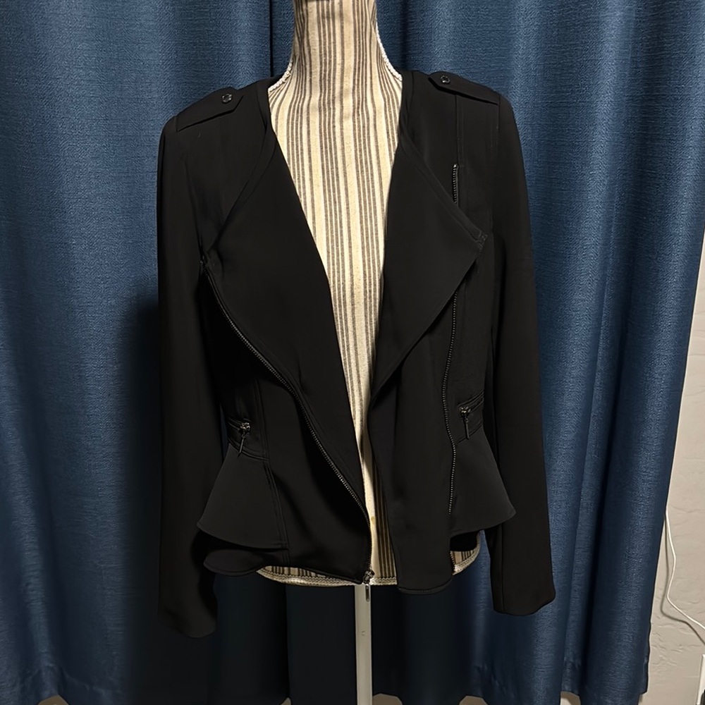 White House Black Market Black Peplum Blazer with Wide Lapels